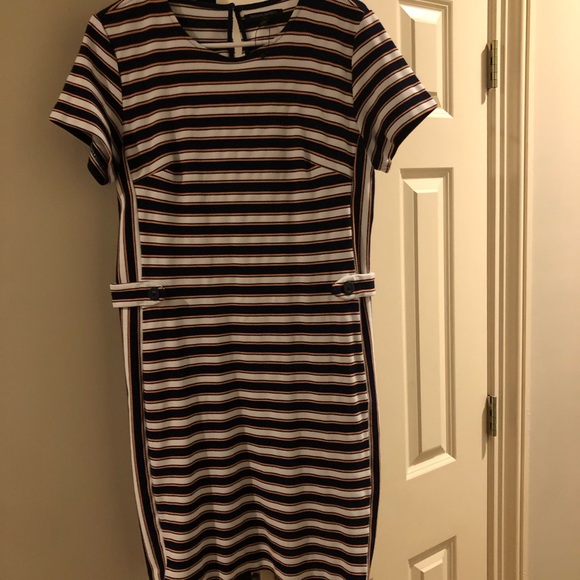 Banana Republic Pencil Dress with Blue, Orange, and Cream stripes - Picture 1 of 5
